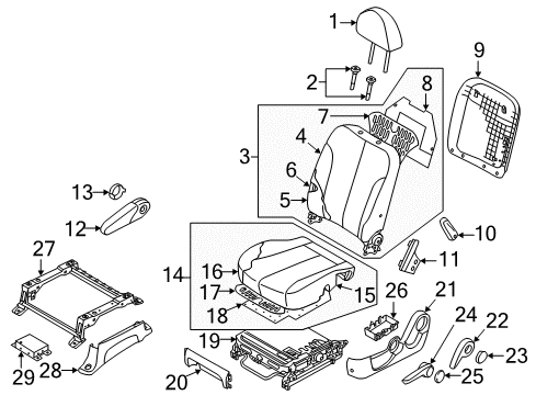 2014 Kia Sedona Heated Seats Cover-Front Seat Inner LH Diagram for 880524D010CS