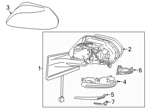 2021 Toyota Prius AWD-e Mirrors Mirror Cover Diagram for 87915-33030-C2