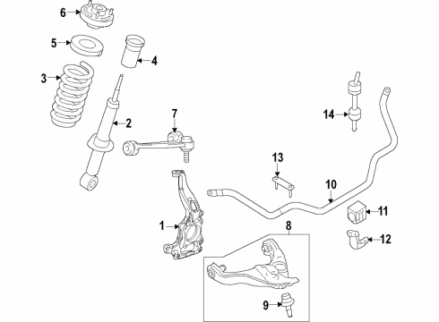 2017 Ford F-150 Front Suspension Components, Lower Control Arm, Upper Control Arm, Stabilizer Bar Strut Diagram for GL3Z-18124-B