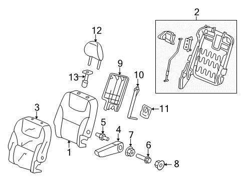 2012 Honda Odyssey Second Row Seats Pad, R. Middle Seat-Back Diagram for 81322-TK8-A01