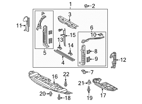 2020 Toyota Sienna Radiator Support, Splash Shields Lock Support Bolt Diagram for 90080-10343