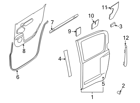 2006 Nissan Armada Rear Door Cover-Rear Door Corner, Inner LH Diagram for 82293-7S000