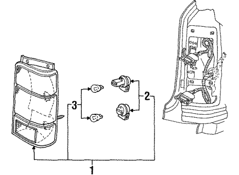 1998 Mercury Mountaineer Bulbs Combo Lamp Assembly Diagram for F87Z-13405-AC