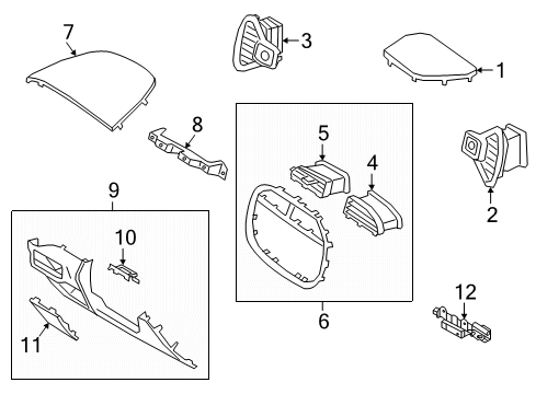 2021 Kia Soul Cluster & Switches, Instrument Panel Panel Assembly-Center Fa Diagram for 84740K0000WK