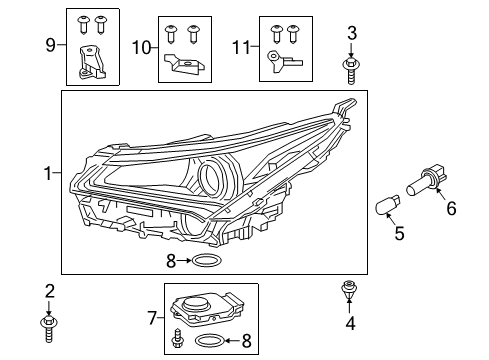 2018 Lexus NX300h Headlamps Motor, HEADLAMP Lever Diagram for 85661-48060