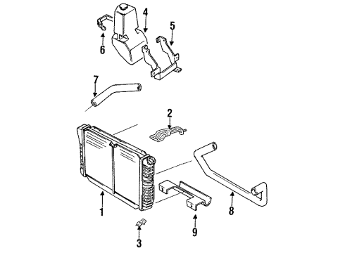 1993 Ford Mustang Radiator & Components Recovery Tank Diagram for F2ZZ-8A080-A