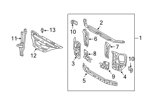 2004 Lexus GX470 Radiator Support Brace, Hood Lock Support Diagram for 53209-60080