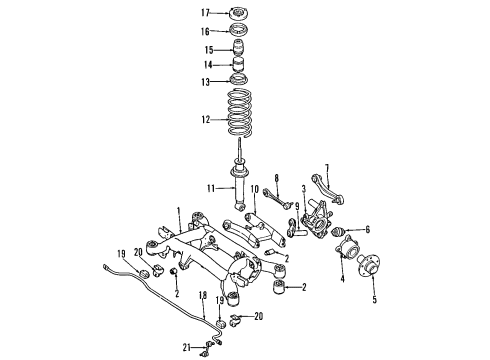 2002 BMW 525i Rear Suspension Components, Lower Control Arm, Upper Control Arm, Ride Control, Stabilizer Bar Stabilizer Rubber Mounting Diagram for 33551092525