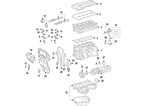 2020 Nissan Rogue Sport Engine Parts, Mounts, Cylinder Head & Valves, Camshaft & Timing, Variable Valve Timing, Oil Cooler, Oil Pan, Oil Pump, Crankshaft & Bearings, Pistons, Rings & Bearings Lifter-Valve Diagram for 13231-1KC3A