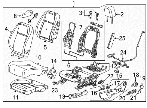 2021 Chevrolet Trax Driver Seat Components Cushion Frame Diagram for 42523165