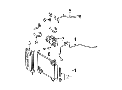 2008 Toyota Yaris A/C Condenser, Compressor & Lines Suction Tube Diagram for 88707-52350