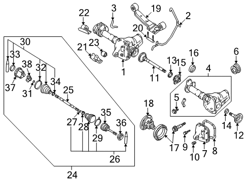 2004 Nissan Xterra Carrier & Front Axles Joint Assembly - Outer Diagram for 39211-58G60