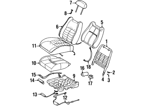 1995 Oldsmobile Aurora Front Seat Components Pad Asm Front Seat Cushion Diagram for 16796025