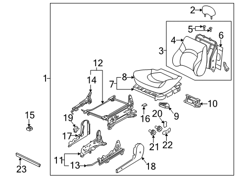 2001 Kia Optima Front Seat Components Knob-Front Power Track Diagram for 8808439000BT