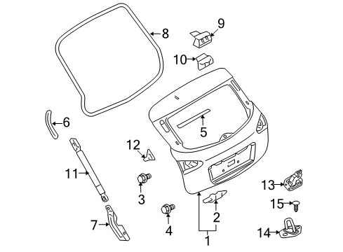 2015 Infiniti QX50 Gate & Hardware Stay Assembly - Back Door, LH Diagram for 90451-1BA2C
