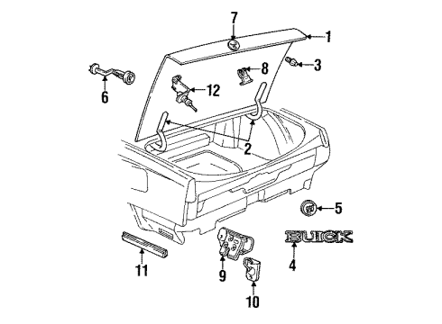 1992 Buick LeSabre Trunk Lid Hinge Asm-Rear Compartment Lid Diagram for 25602097