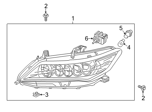 2017 Acura RLX Headlamps Right Headlight Diagram for 33100-TY2-A03