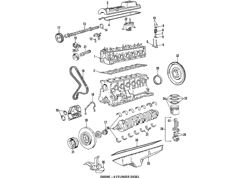 1986 BMW 524td Engine Mounting Cylinder Head Cover Diagram for 11122241639