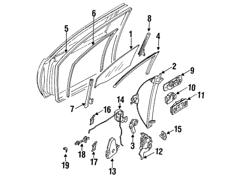 1991 Infiniti G20 Front Door - Glass & Hardware Part Not Available Diagram for 80603-62J01