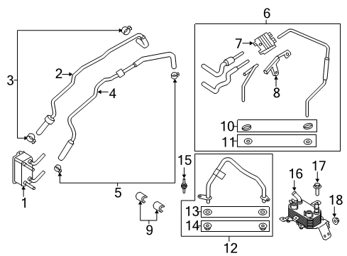 2017 Ford Fusion Oil Cooler Outlet Tube Diagram for DG9Z-7A031-E