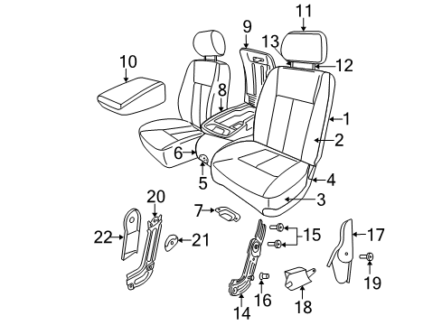 2006 Dodge Dakota Front Seat Components Front Seat Cushion Diagram for 1BJ701D5AA