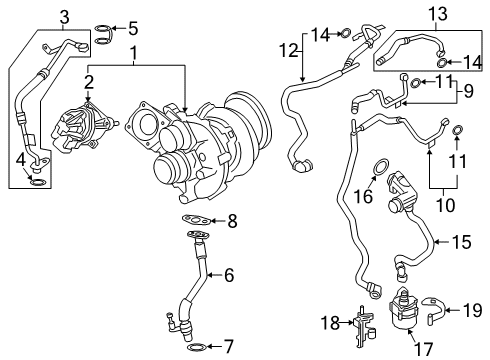 2018 BMW M550i xDrive Turbocharger Engine Water Pump Diagram for 11518623759
