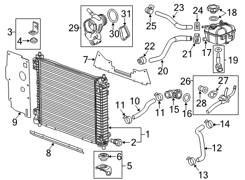 2010 Cadillac SRX Radiator & Components Radiator Assembly Diagram for 20818748