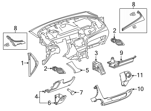 2018 Buick Encore Cluster & Switches, Instrument Panel Air Vent Grille Diagram for 42570817