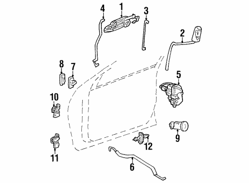 1999 Chrysler LHS Front Door - Lock & Hardware Handle-Front Door Exterior Diagram for LF02VLBAB