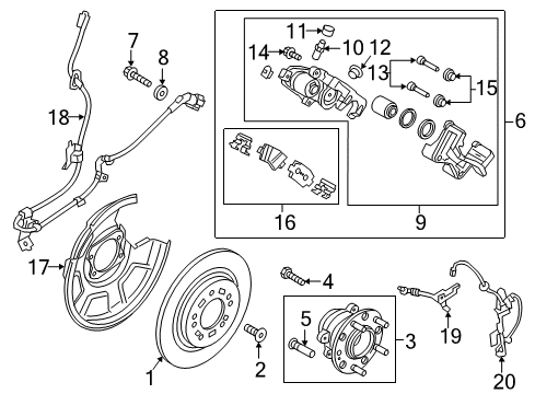 2016 Kia Optima Rear Brakes Rear Wheel Brake Assembly, Left Diagram for 58210D5500