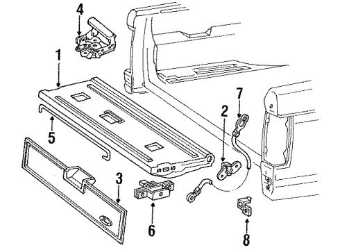 1990 Ford Ranger Tail Gate Handle Diagram for E9TZ-9943400-B