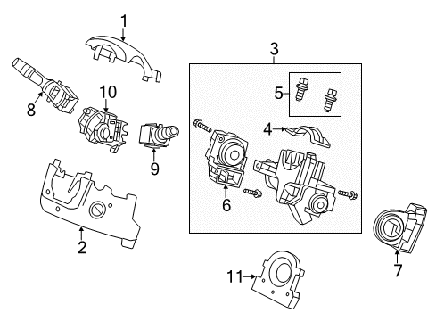 2016 Honda CR-V Ignition Lock Set Key Cylinder Diagram for 06350-T0A-A71
