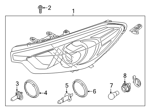 2015 Kia Forte5 Headlamps Passenger Side Headlight Assembly Diagram for 92102A7211