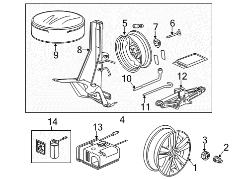 2014 Acura ILX Wheels, Covers & Trim Jack Assembly, Pantograph Diagram for 89310-S5D-A12