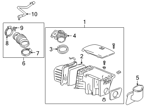 2002 Pontiac Aztek Powertrain Control Air Cleaner Assembly Diagram for 10332673