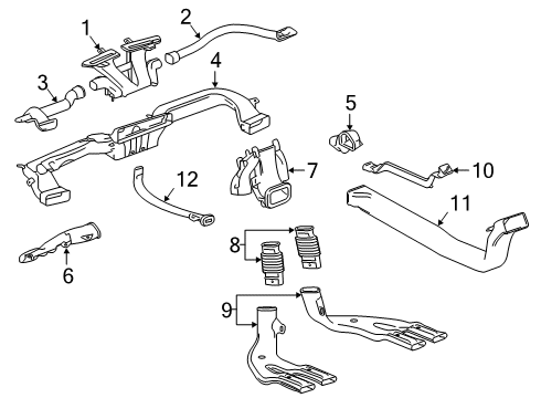 2019 Cadillac XT4 Ducts Defroster Nozzle Diagram for 23276327