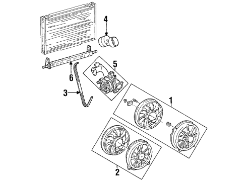 1997 Ford Taurus Cooling System, Radiator, Water Pump, Cooling Fan Fan Assembly Insulator Diagram for F6DZ-8B196-AA