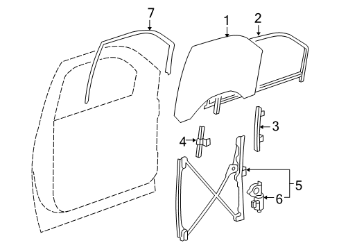 2012 Cadillac Escalade Front Door - Glass & Hardware Front Retainer Diagram for 15901808