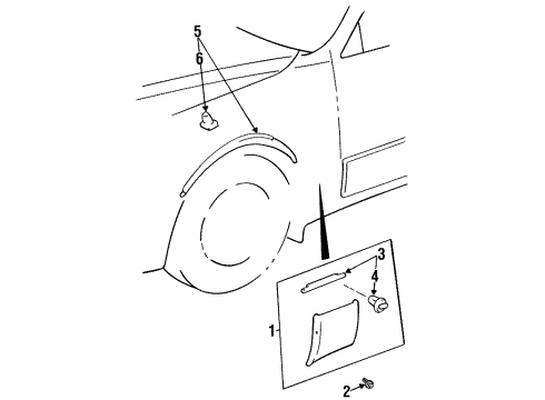 1995 Lexus LS400 Exterior Trim - Fender Moulding Sub-Assy, Front Fender, RH Diagram for 75601-50030-D0