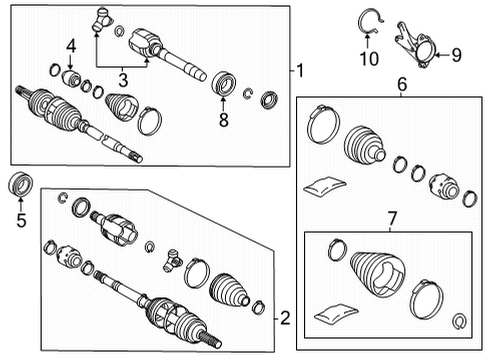 2021 Toyota Highlander Drive Axles - Front Inner Boot Diagram for 04437-0E012