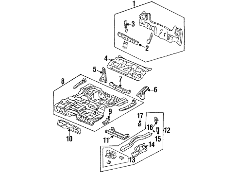 1997 Honda Accord Rear Body Panel, Floor & Rails Frame R, RR. Diagram for 65610-SV4-305ZZ