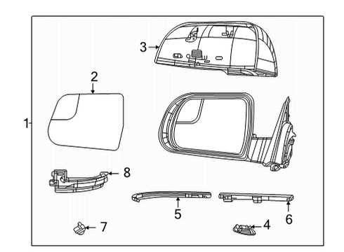 2022 Jeep Wagoneer Outside Mirrors OUTSIDE REARVIEW Diagram for 6KM981XJAG