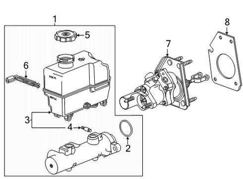 2020 Chevrolet Silverado 3500 HD Hydraulic System Master Cylinder Reservoir Diagram for 84556657