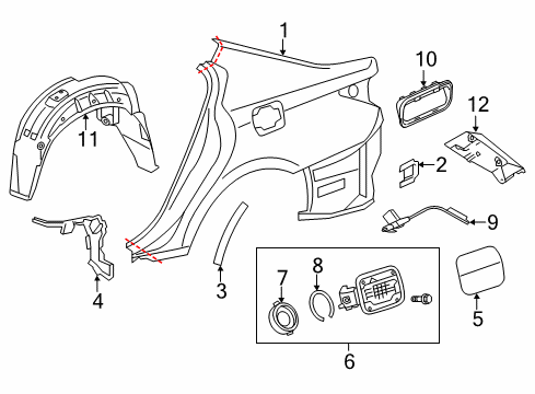 2016 Lexus GS350 Quarter Panel & Components Protector, Quarter Panel Diagram for 58742-30020