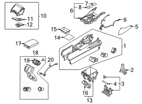 2021 Kia Sorento Center Console Unit Assembly-Wireless C Diagram for 95560P4100