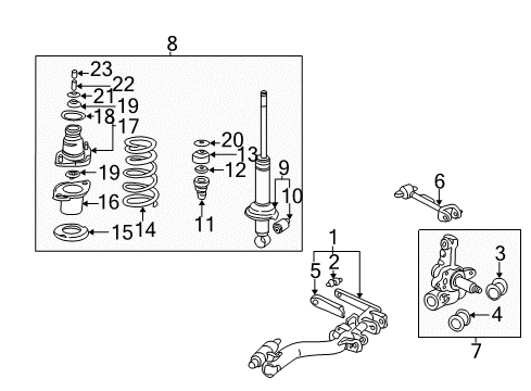 2004 Honda Civic Rear Suspension Components, Lower Control Arm, Upper Control Arm, Stabilizer Bar Spring, Rear Diagram for 52441-S5D-A13