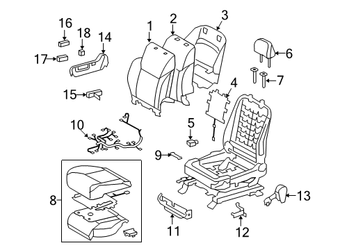 2013 Lexus LX570 Power Seats Front Seat Back Cover Sub-Assembly, Right (For Separate Type) Diagram for 71073-60D40-A1