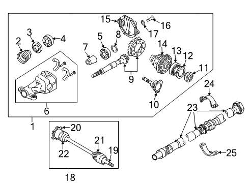 2016 Infiniti QX50 Axle & Differential - Rear Bracket-Center Bearing, Lower Diagram for 37512-AA200