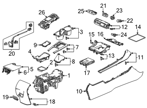 2022 Honda Civic Center Console BOOT ASSY- *NH167L* Diagram for 83443-T20-A21ZA