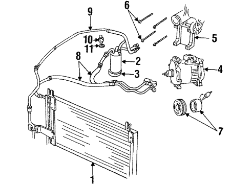 1997 Dodge Ram 2500 A/C Condenser, Compressor & Lines O Ring Diagram for 5096245AA